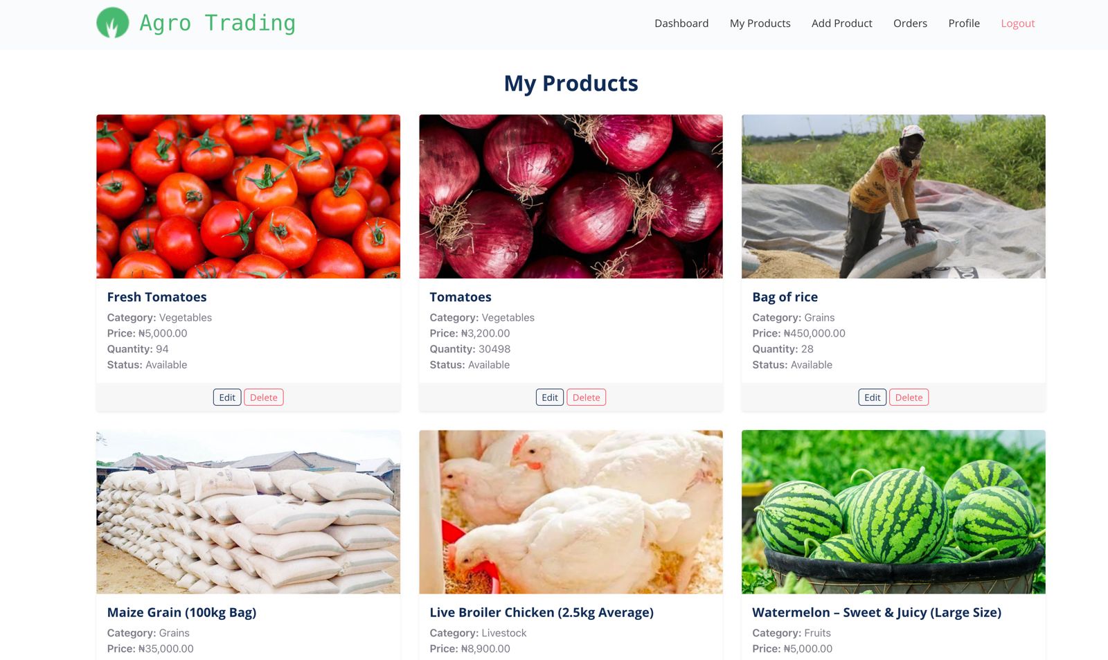 Agro Trading Application
